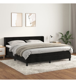 Lit à sommier tapissier et matelas Noir 160x200 cm Velours