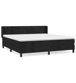 Lit à sommier tapissier et matelas Noir 160x200 cm Velours
