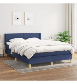 Lit à sommier tapissier avec matelas Bleu 140x190 cm Tissu