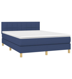 Lit à sommier tapissier avec matelas Bleu 140x190 cm Tissu
