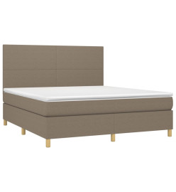 Sommier tapissier avec matelas et LED Taupe 160x200 cm Tissu