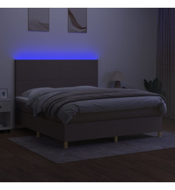 Sommier tapissier avec matelas et LED Taupe 160x200 cm Tissu