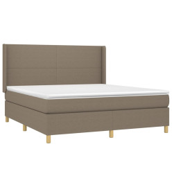Sommier tapissier avec matelas et LED Taupe 160x200 cm Tissu