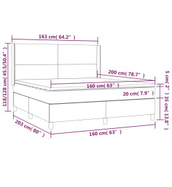 Sommier tapissier avec matelas et LED Taupe 160x200 cm Tissu