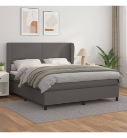 Lit à sommier tapissier avec matelas Gris 160x200 cm Similicuir