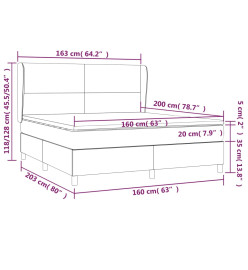 Lit à sommier tapissier avec matelas Gris 160x200 cm Similicuir