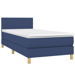 Lit à sommier tapissier avec matelas Bleu 90x190 cm Tissu