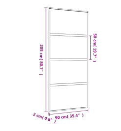 Porte coulissante doré 90x205 cm verre ESG clair et aluminium