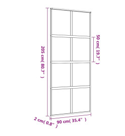 Porte coulissante doré 90x205 cm verre ESG clair et aluminium