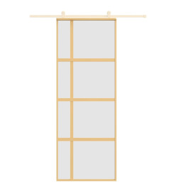 Porte coulissante doré 76x205 cm verre ESG dépoli et aluminium