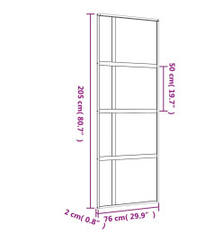 Porte coulissante doré 76x205 cm verre ESG dépoli et aluminium