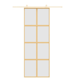 Porte coulissante doré 76x205 cm verre ESG dépoli et aluminium