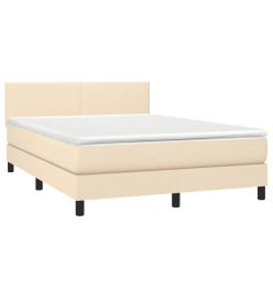 Sommier tapissier avec matelas et LED Crème 140x190 cm Tissu