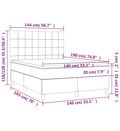 Lit à sommier tapissier avec matelas Crème 140x190 cm Tissu