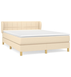 Lit à sommier tapissier avec matelas Crème 140x190 cm Tissu