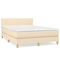 Lit à sommier tapissier avec matelas Crème 140x190 cm Tissu