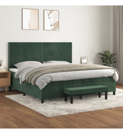 Lit à sommier tapissier et matelas Vert foncé 200x200cm Velours