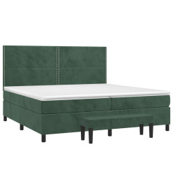 Lit à sommier tapissier et matelas Vert foncé 200x200cm Velours