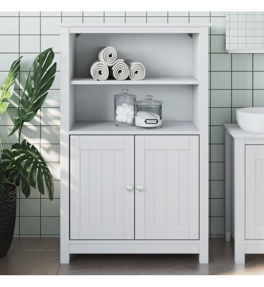 Armoire de salle de bain BERG blanc 69,5x34x110 cm pin massif