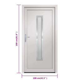 Porte d'entrée Blanc 108x208 cm PVC