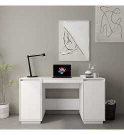 Bureau Blanc 140x50x75 cm Bois massif de pin