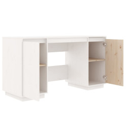 Bureau Blanc 140x50x75 cm Bois massif de pin