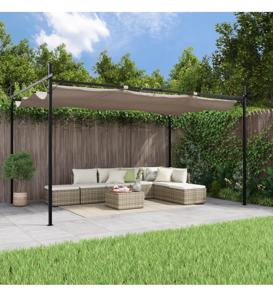 Pergola avec toit rétractable taupe 395x292x230 cm Pergola avec toit rétractable taupe 395x292x230 cm
