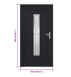 Porte d'entrée anthracite 88x200 cm PVC