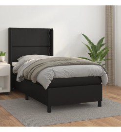 Lit à sommier tapissier avec matelas Noir 90x200 cm Similicuir