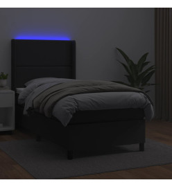 Sommier tapissier avec matelas et LED Noir 90x200 cm Similicuir