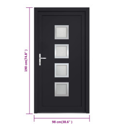 Porte d'entrée anthracite 98x190 cm PVC