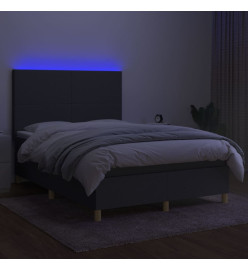 Sommier tapissier et matelas et LED Gris foncé 140x200 cm Tissu