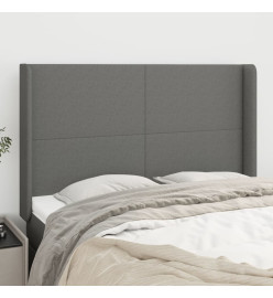 Tête de lit avec oreilles Gris foncé 147x16x118/128 cm Tissu