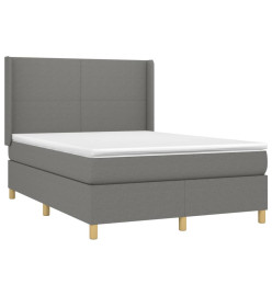 Sommier tapissier et matelas et LED Gris foncé 140x200 cm Tissu