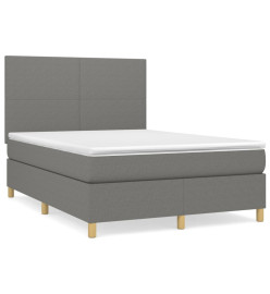 Lit à sommier tapissier avec matelas Gris foncé 140x200cm Tissu