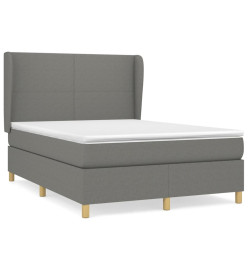Lit à sommier tapissier avec matelas Gris foncé 140x200cm Tissu