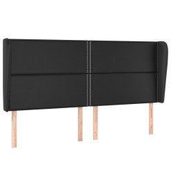 Tête de lit avec oreilles Noir 183x23x118/128 cm Similicuir