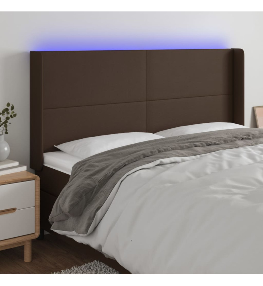 Tête de lit à LED Marron 203x16x118/128 cm Similicuir Tête de lit à LED Marron 203x16x118/128 cm Similicuir