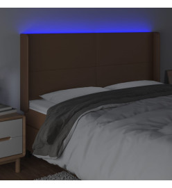 Tête de lit à LED Marron 203x16x118/128 cm Similicuir