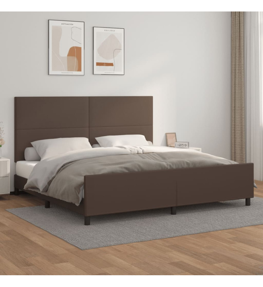 Cadre de lit avec tête de lit Marron 200x200 cm Similicuir Cadre de lit avec tête de lit Marron 200x200 cm Similicuir