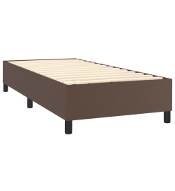 Sommier tapissier et matelas et LED Marron 100x200cm Similicuir