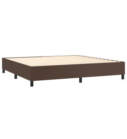 Sommier tapissier et matelas et LED Marron 200x200cm Similicuir