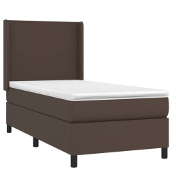 Lit à sommier tapissier avec matelas Marron 100x200 cm