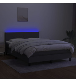 Sommier tapissier et matelas et LED Gris foncé 140x190 cm Tissu