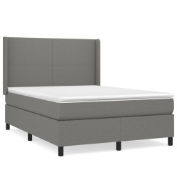 Lit à sommier tapissier avec matelas Gris foncé 140x200cm Tissu
