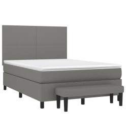 Lit à sommier tapissier avec matelas Gris foncé 140x200cm Tissu