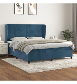 Lit à sommier tapissier et matelas Bleu foncé 180x200cm Velours