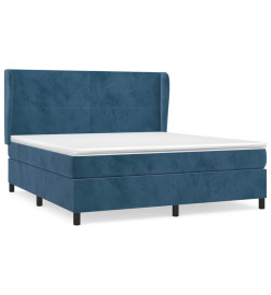 Lit à sommier tapissier et matelas Bleu foncé 180x200cm Velours