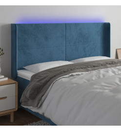 Tête de lit à LED Bleu foncé 183x16x118/128 cm Velours