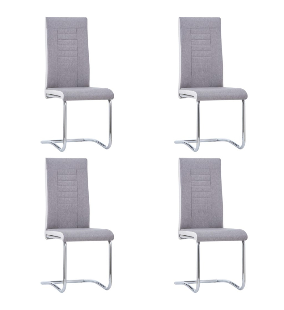 Chaises à manger cantilever lot de 4 gris clair tissu